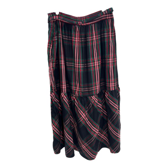 Free Assembly plaid tiered belted skirt midi holiday office casual 4 party - Picture 6 of 9